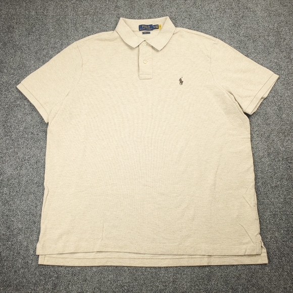 Polo Ralph Lauren Polo Shirt Mens XL Classic Fit Neutral Beige Tan Collared - Picture 2 of 8
